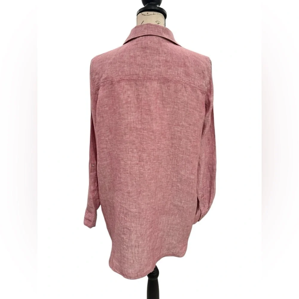 Sigrid Olsen Linen Blouse Red Womens Size Medium